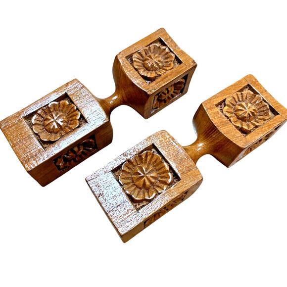 VTG Carved Wood Candlesticks Mid Century Taper Candle Holders Thai Philippines? - Picture 5 of 10